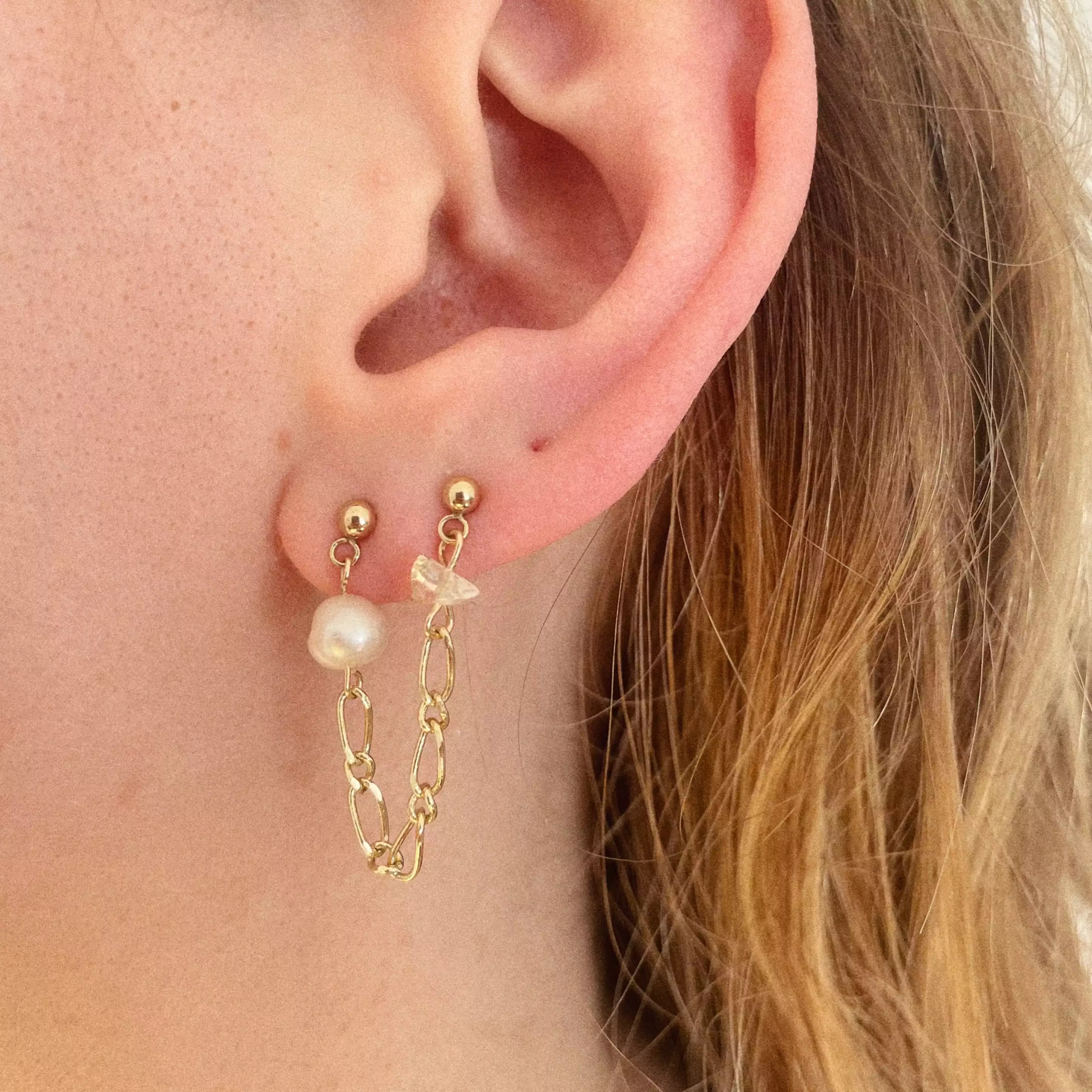 Lot De Bijoux : Collier Et Boucles D'oreilles En Perles Vintage Vert Mousse Et Orange - Fait Main