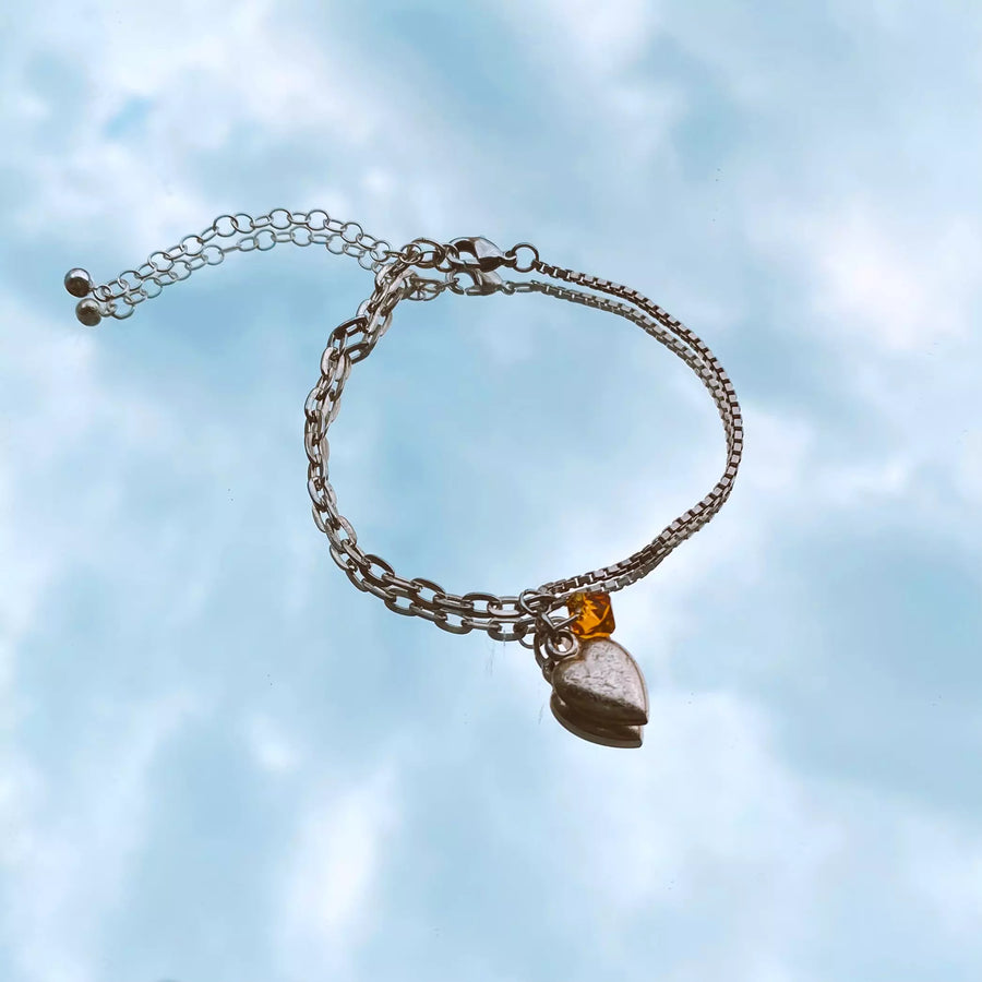 Bracelet upcyclé coeur et cristal