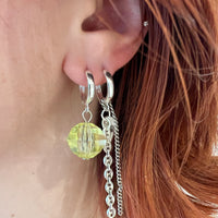 Boucles d'oreilles argent et cristal vert acidulé