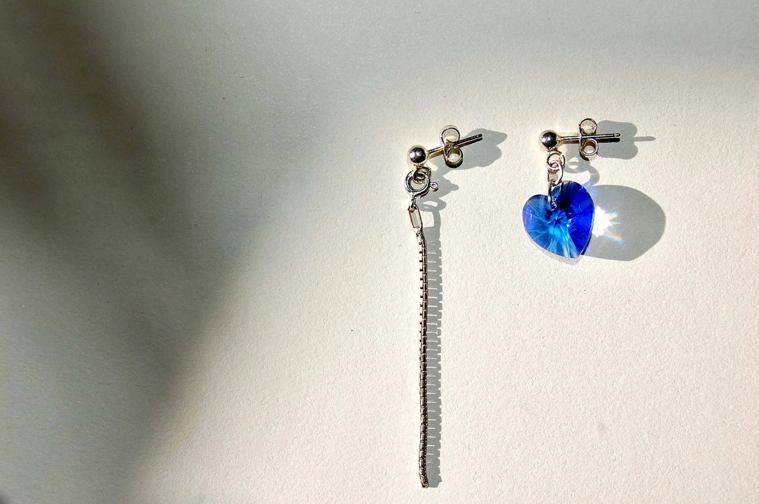 Upcycled Swarovski heart earrings 