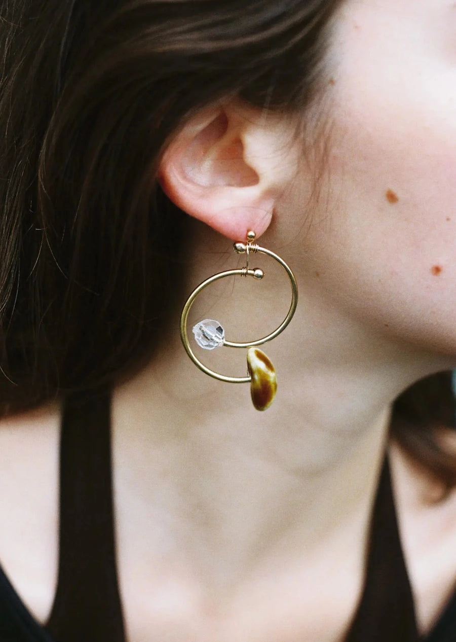 Upcycled double hoop and stone earrings 