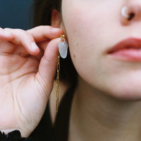 Boucles d’oreilles upcyclées verre poli et chaîne
