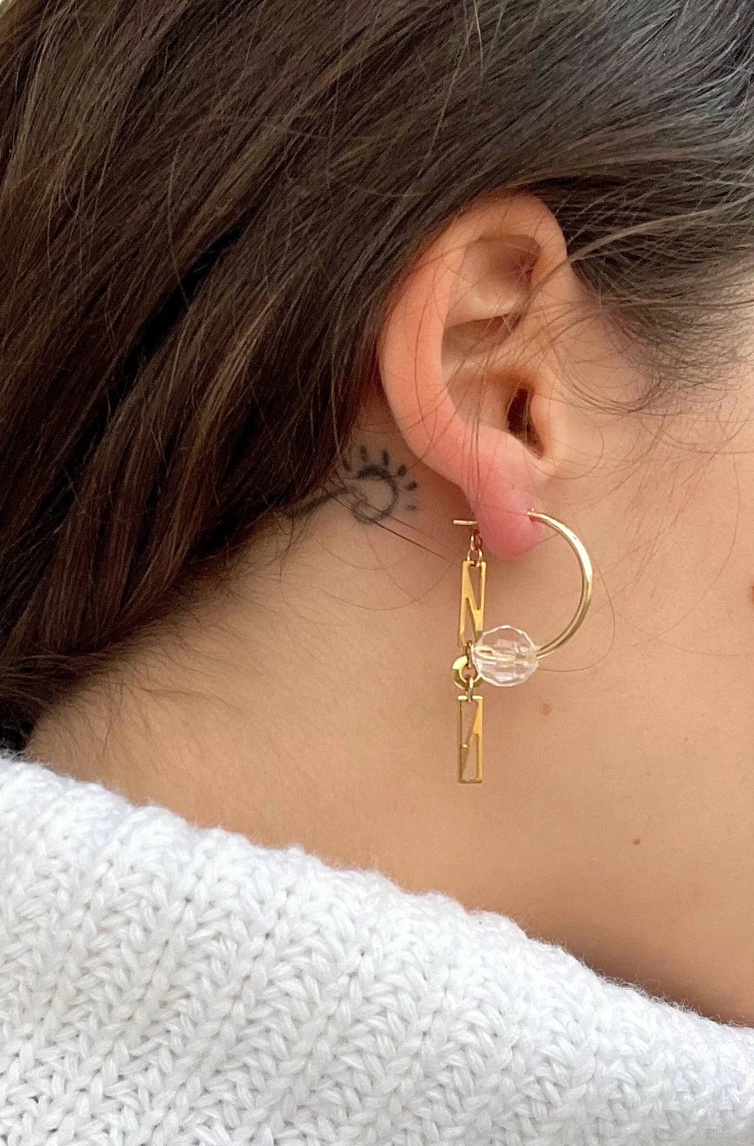 Boucles d’oreilles upcyclées créole et chaîne