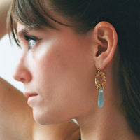 Upcycled blue polished glass earrings 