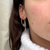 Boucles d’oreilles upcyclées créole et chaîne