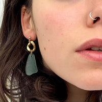 Boucles d’oreilles verre poli et maillon