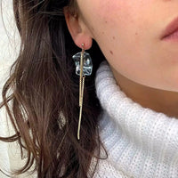 Ice cube earring and gold-plated chain 