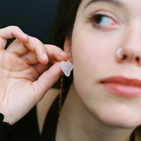 Upcycled polished glass and chain earrings 