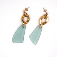 Boucles d’oreilles verre poli et maillon