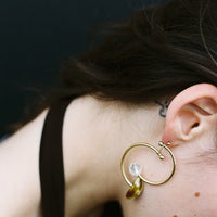 Boucles d’oreilles upcyclées double créoles et pierres