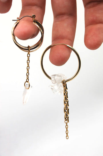 Upcycled asymmetrical hoop earrings 