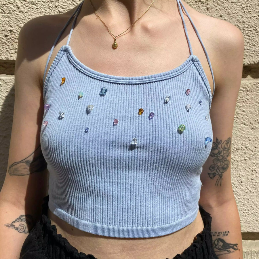 Top upcyclé Bleu Azur