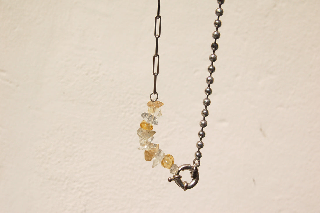 Upcycled lemon granite necklace 