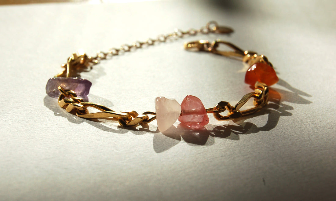 Upcycled bracelet adorned with stones