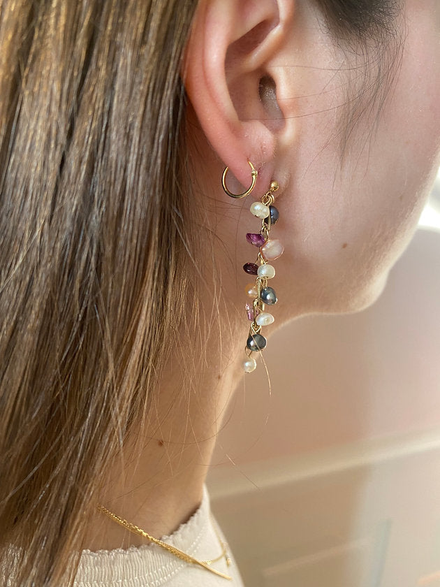 Boucles d'oreilles upcyclées ornées de perles et pierres